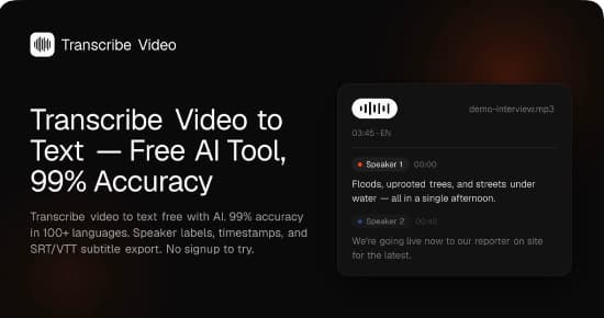 Transcribe Video to Text website